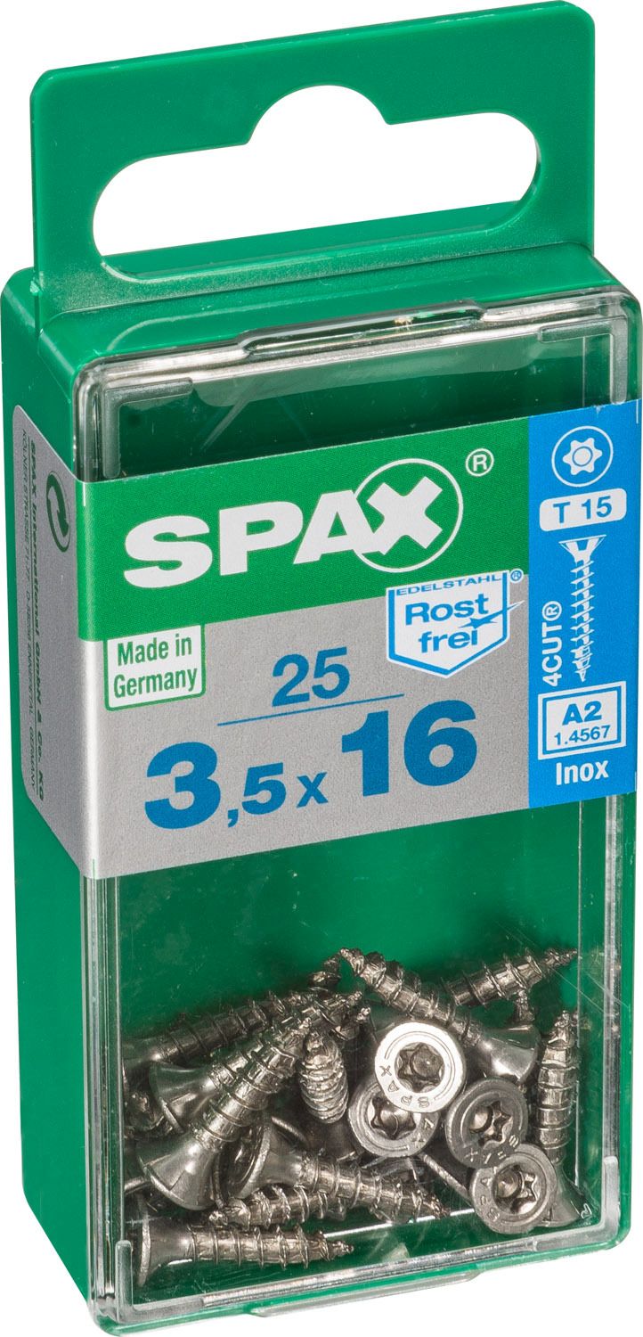 PLANA SPAX T-STAR PLUS T15 A2 INOXIDABLE S 25 UD.