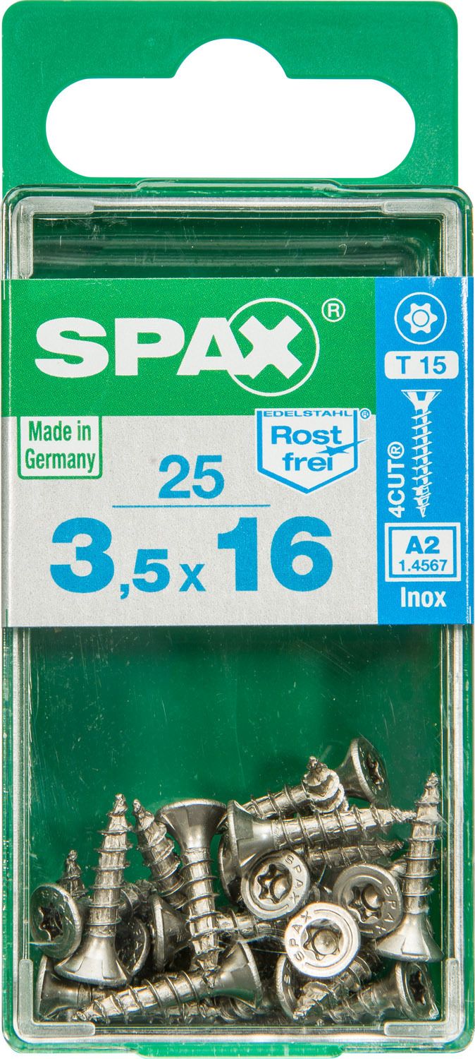 PLANA SPAX T-STAR PLUS T15 A2 INOXIDABLE S 25 UD.