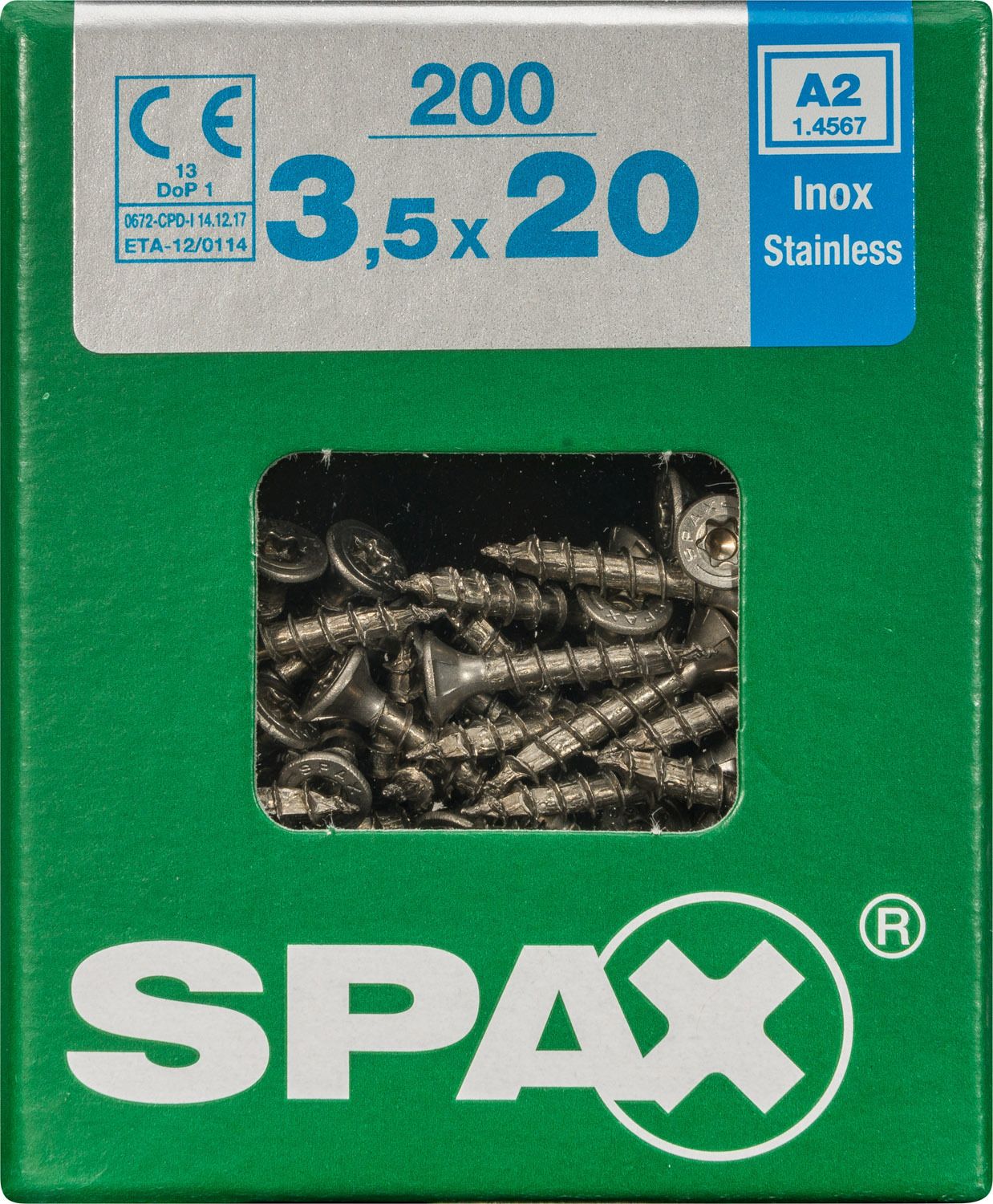 PLANA SPAX T-STAR PLUS T15 A2 INOXIDABLE L 200 UD.