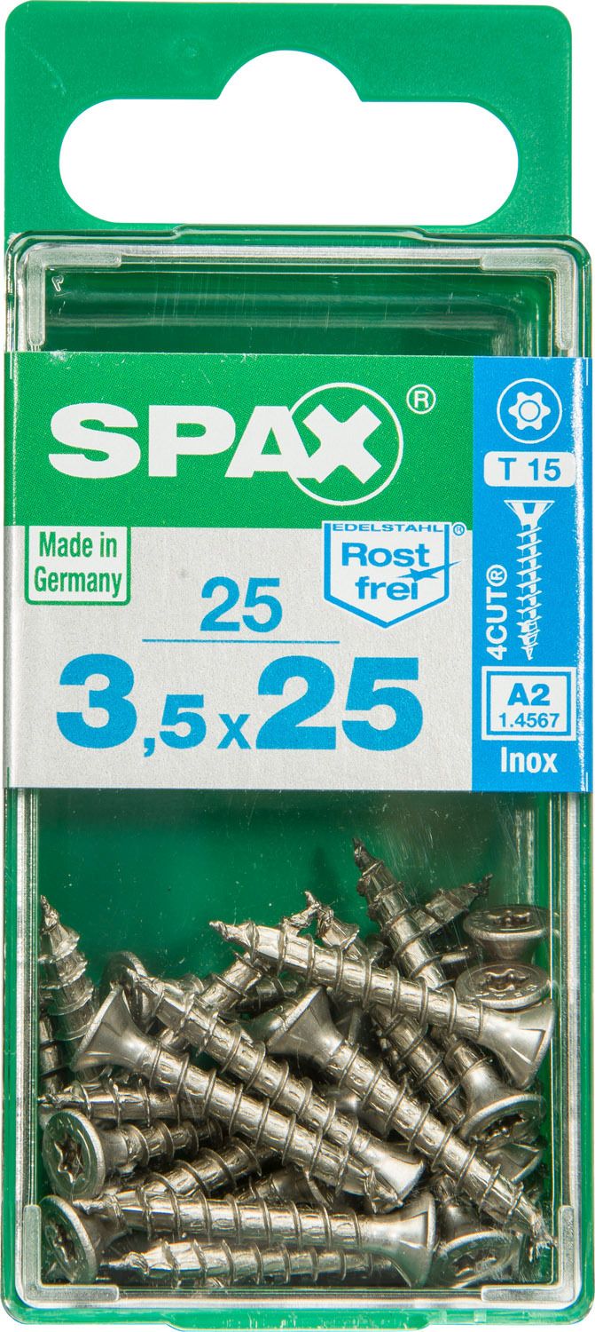 PLANA SPAX T-STAR PLUS T15 A2 INOXIDABLE S 25 UD.