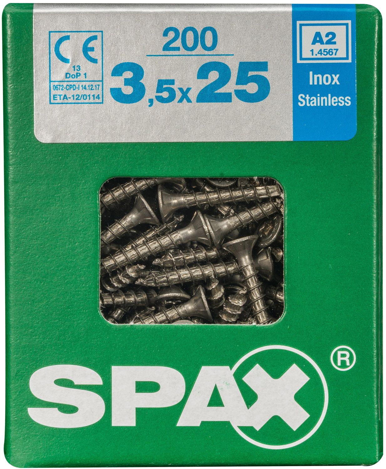PLANA SPAX T-STAR PLUS T15 A2 INOXIDABLE L 200 UD.