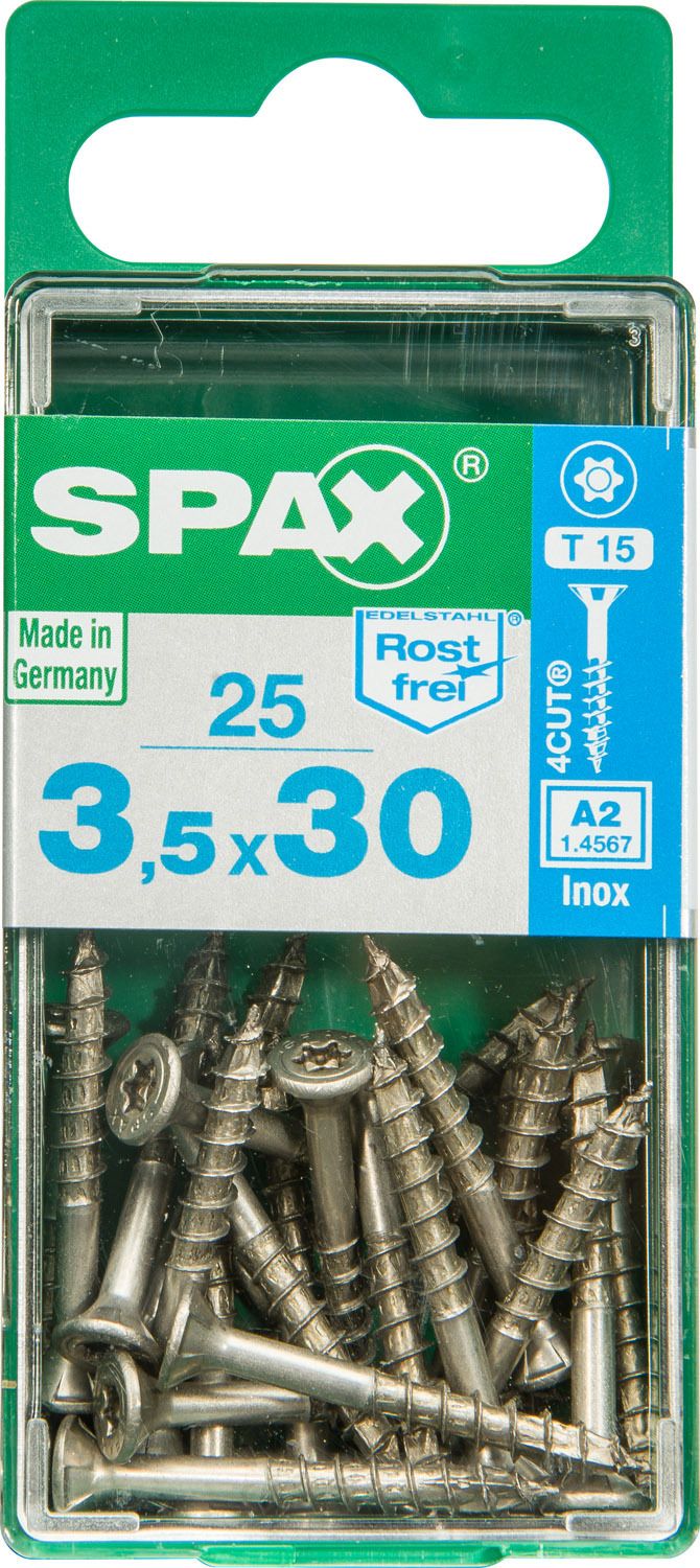 PLANA SPAX T-STAR PLUS T15 A2 INOXIDABLE S 25 UD.