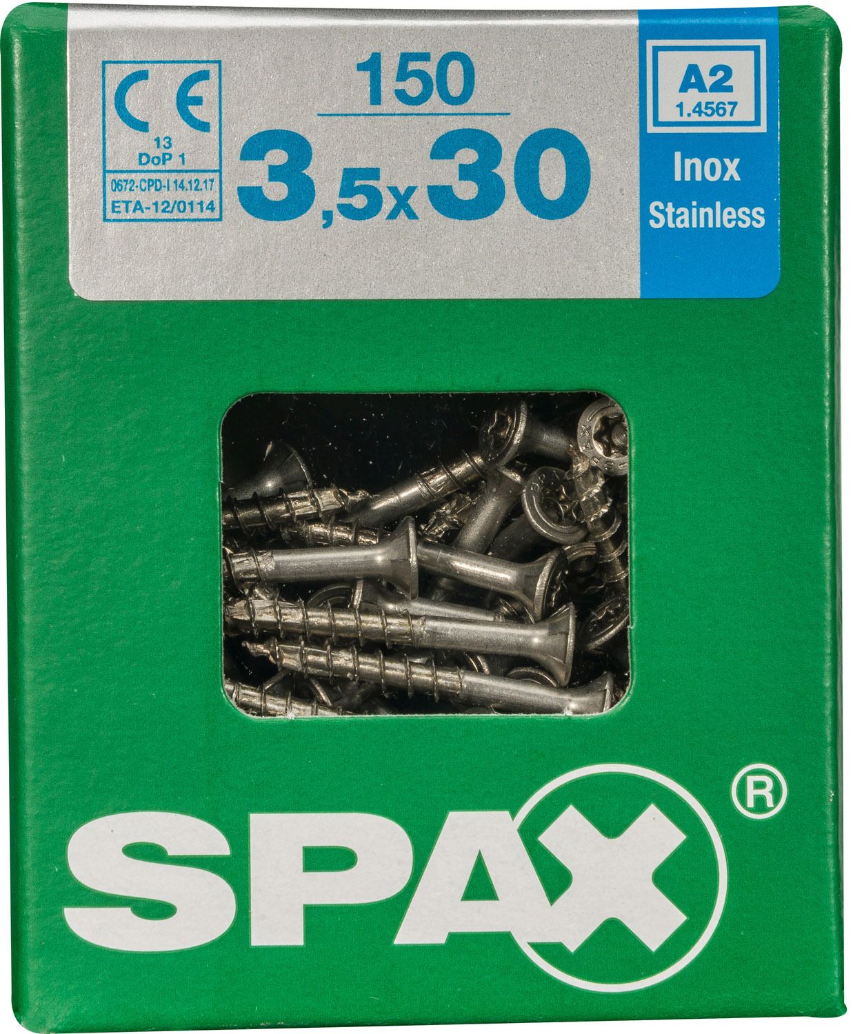 PLANA SPAX T-STAR PLUS T15 A2 INOXIDABLE L 150 UD.