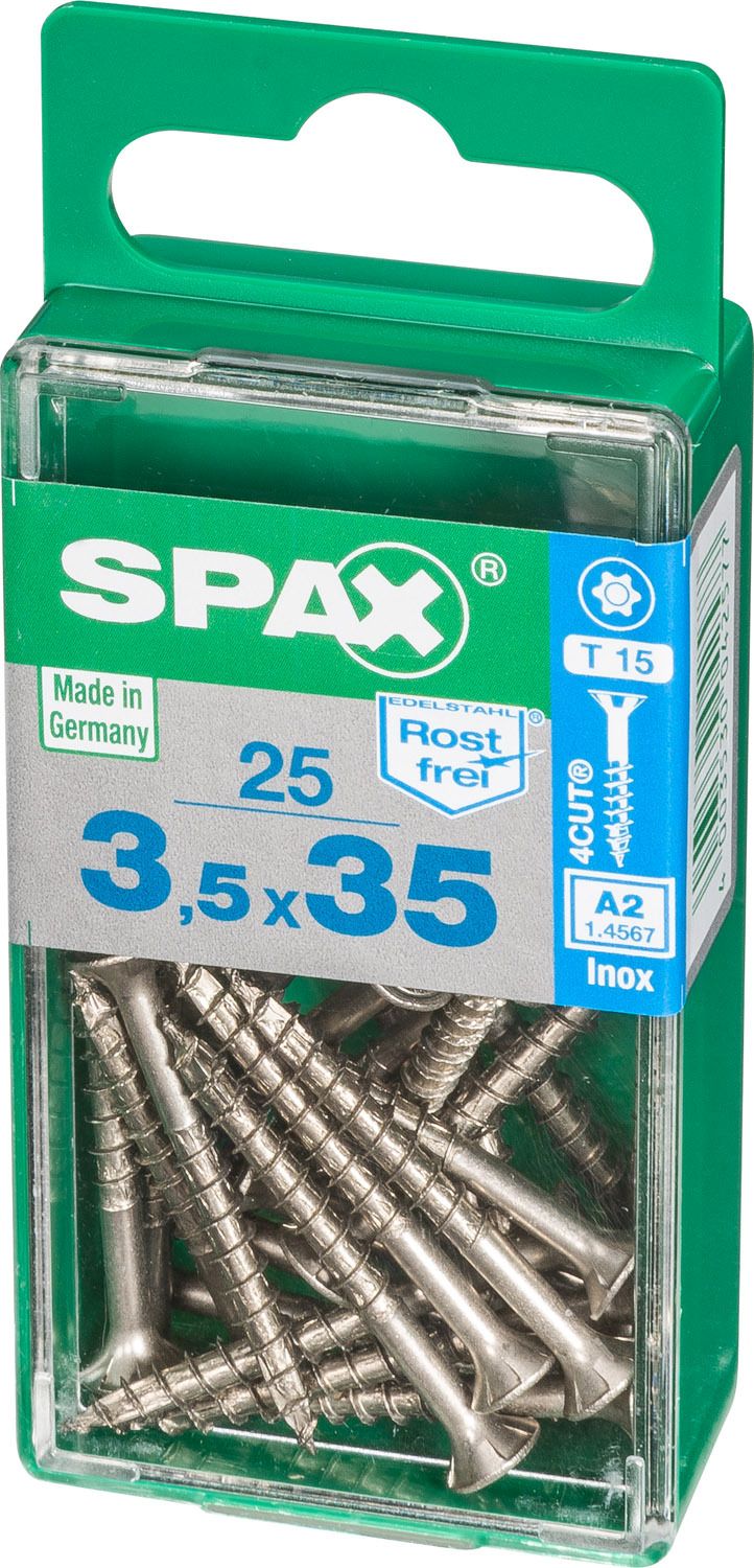 PLANA SPAX T-STAR PLUS T15 A2 INOXIDABLE S 25 UD.