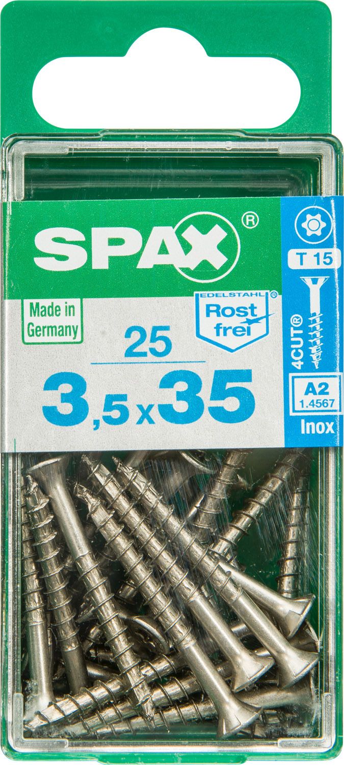 PLANA SPAX T-STAR PLUS T15 A2 INOXIDABLE S 25 UD.