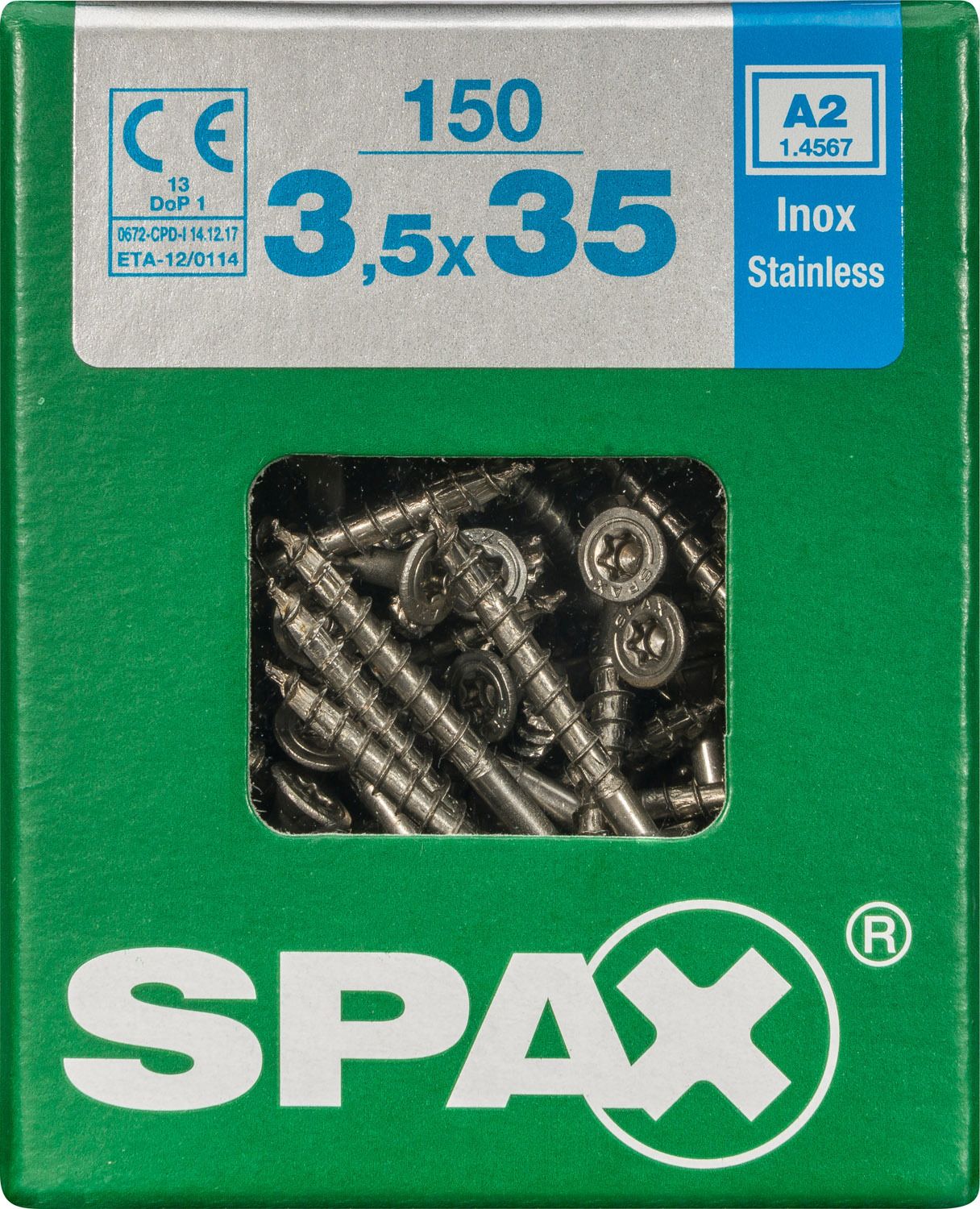 PLANA SPAX T-STAR PLUS T15 A2 INOXIDABLE L 150 UD.