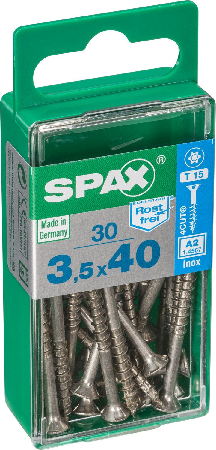 PLANA SPAX T-STAR PLUS T15 A2 INOXIDABLE S 30 UD.