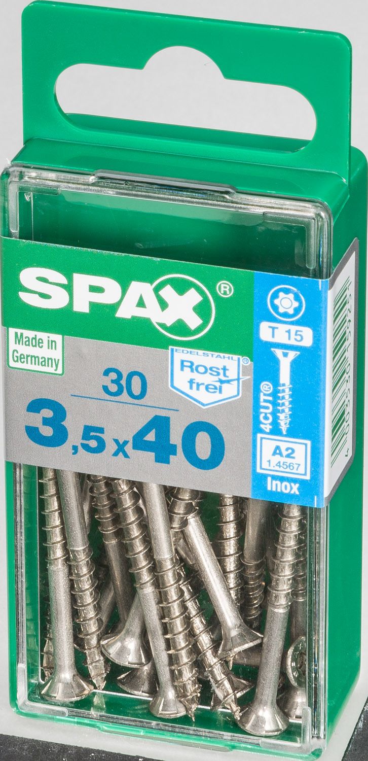 PLANA SPAX T-STAR PLUS T15 A2 INOXIDABLE S 30 UD.