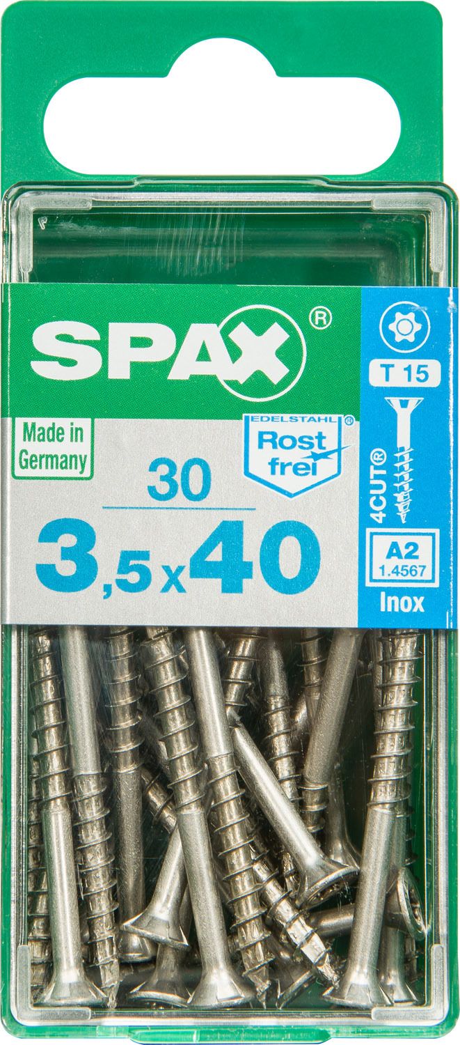 PLANA SPAX T-STAR PLUS T15 A2 INOXIDABLE S 30 UD.