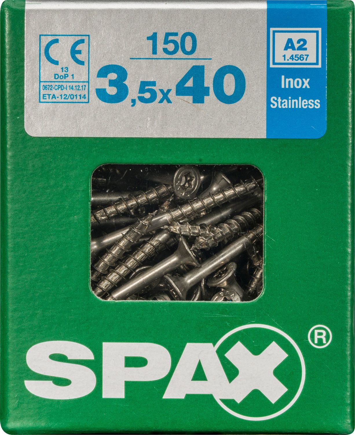 PLANA SPAX T-STAR PLUS T15 A2 INOXIDABLE L 150 UD.