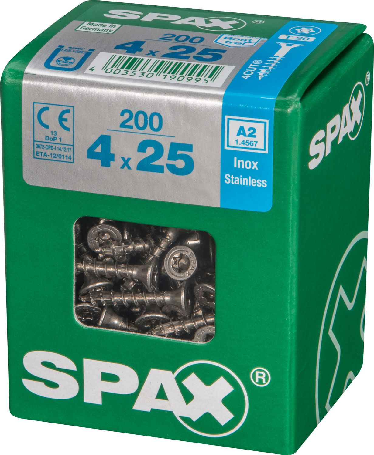 PLANA SPAX T-STAR PLUS T20 A2 INOXIDABLE L 200 UD.