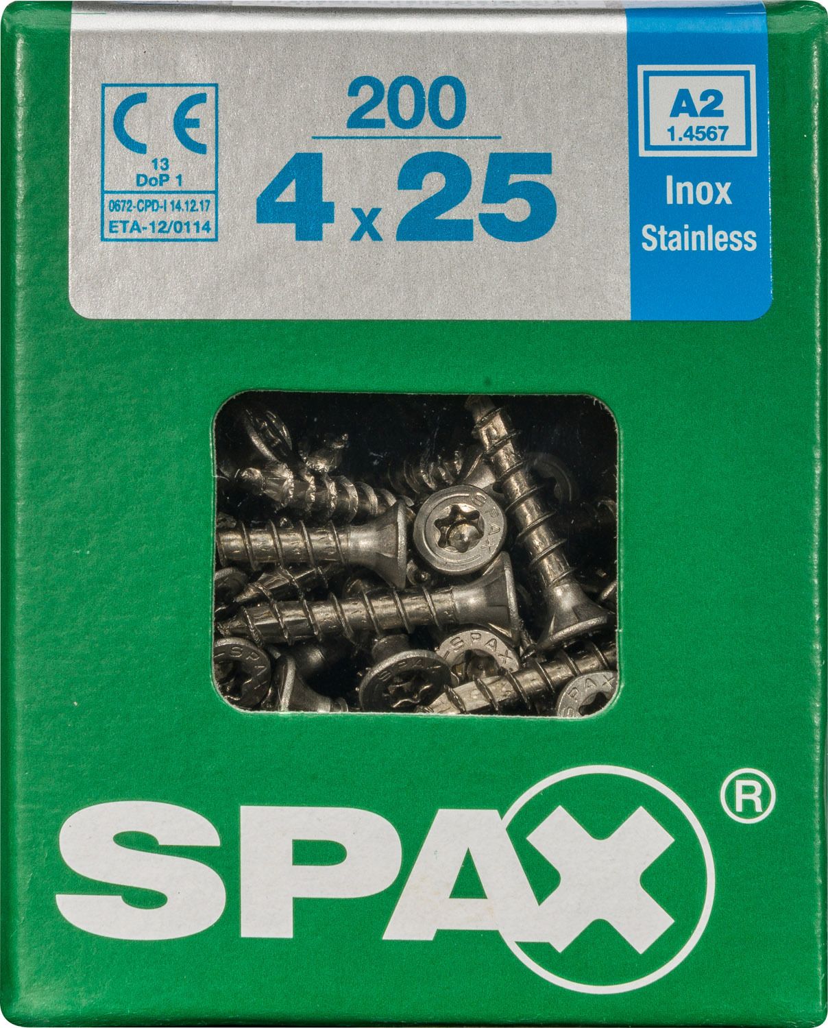 PLANA SPAX T-STAR PLUS T20 A2 INOXIDABLE L 200 UD.