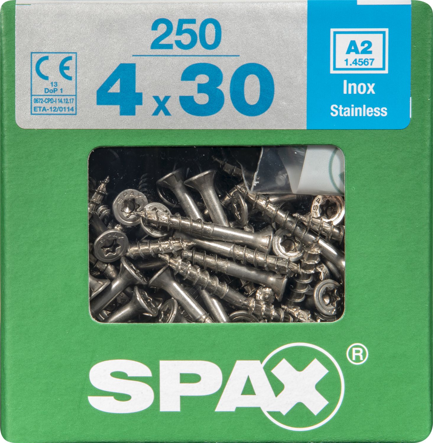 PLANA SPAX T-STAR PLUS T20 A2 INOXIDABLE XL 250 UD.
