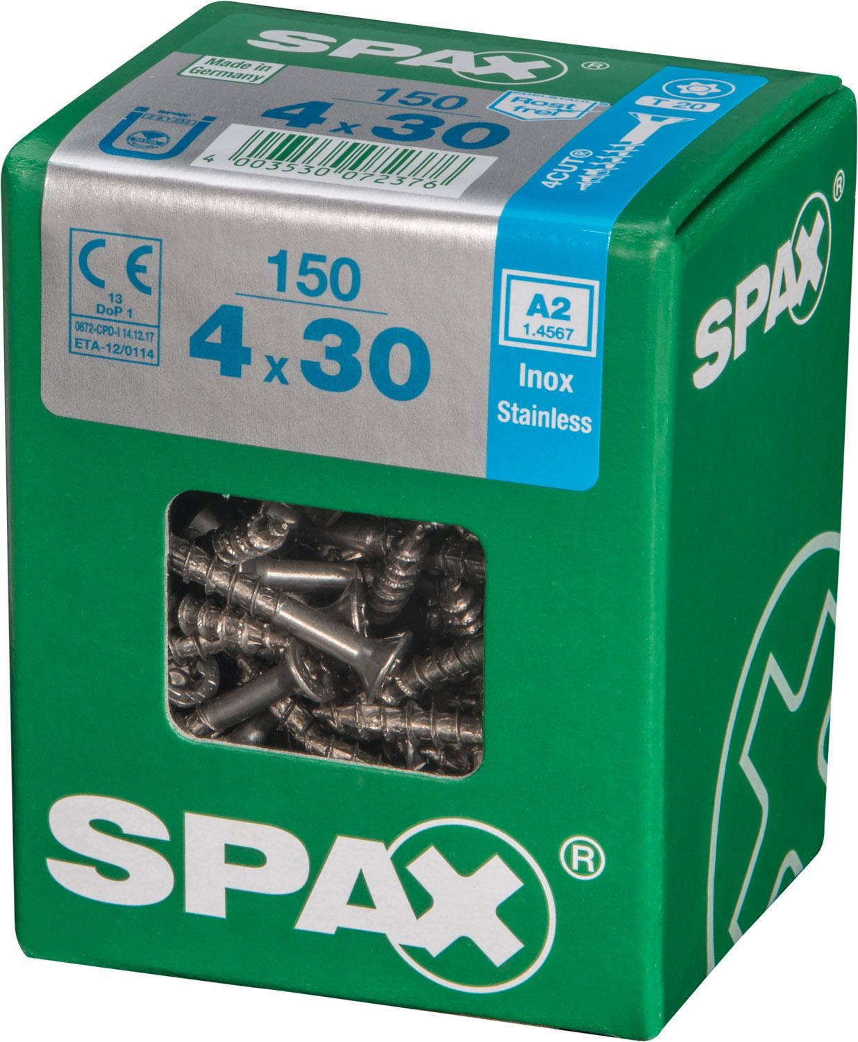 PLANA SPAX T-STAR PLUS T20 A2 INOXIDABLE L 150 UD.