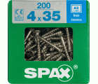 PLANA SPAX T-STAR PLUS T20 A2 INOXIDABLE XL 200 UD.