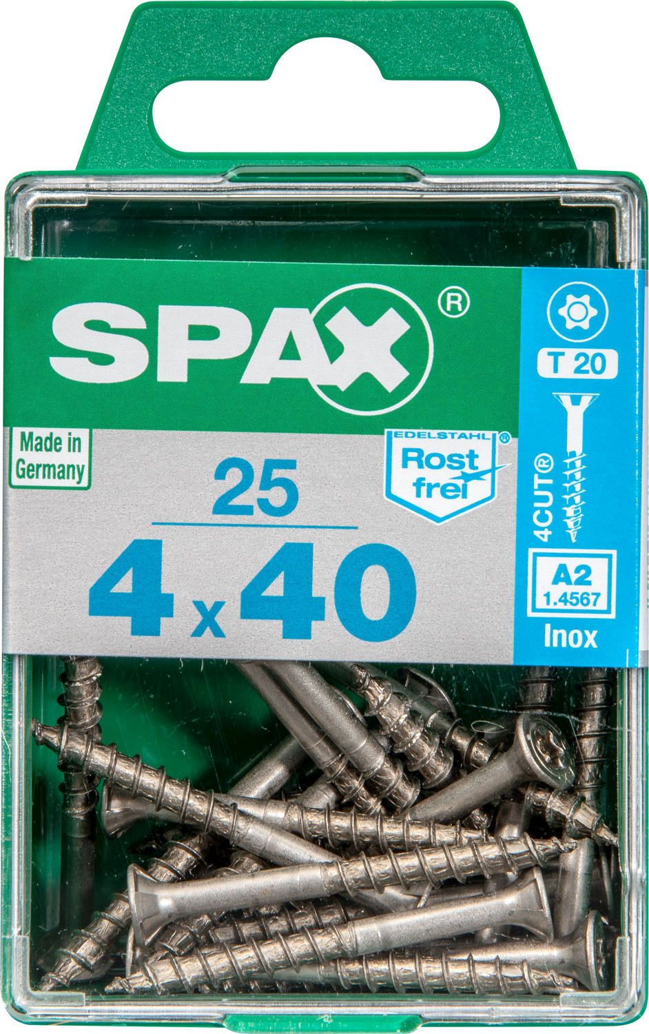 PLANA SPAX T-STAR PLUS T20 A2 INOXIDABLE M 25 UD.