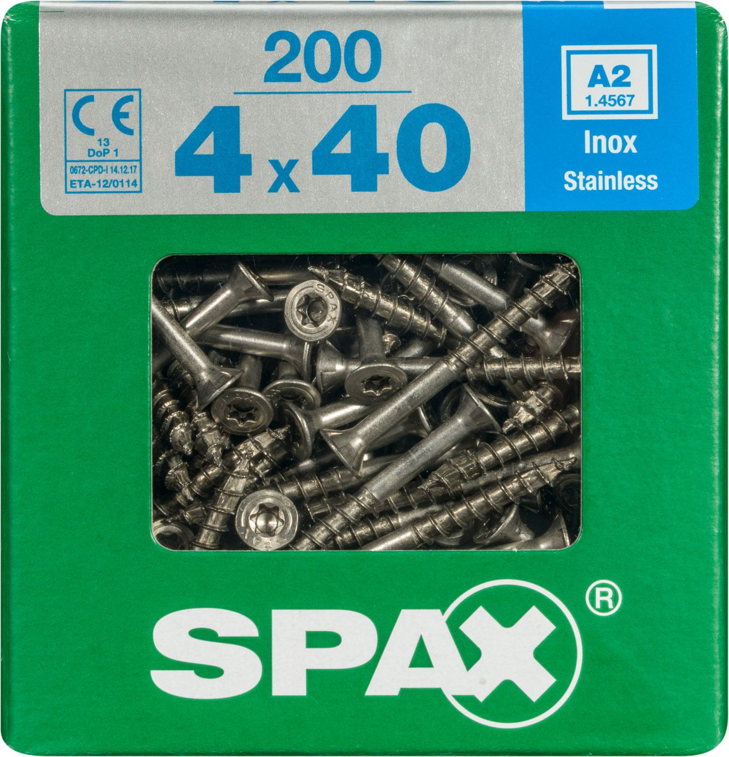 PLANA SPAX T-STAR PLUS T20 A2 INOXIDABLE XL 200 UD.