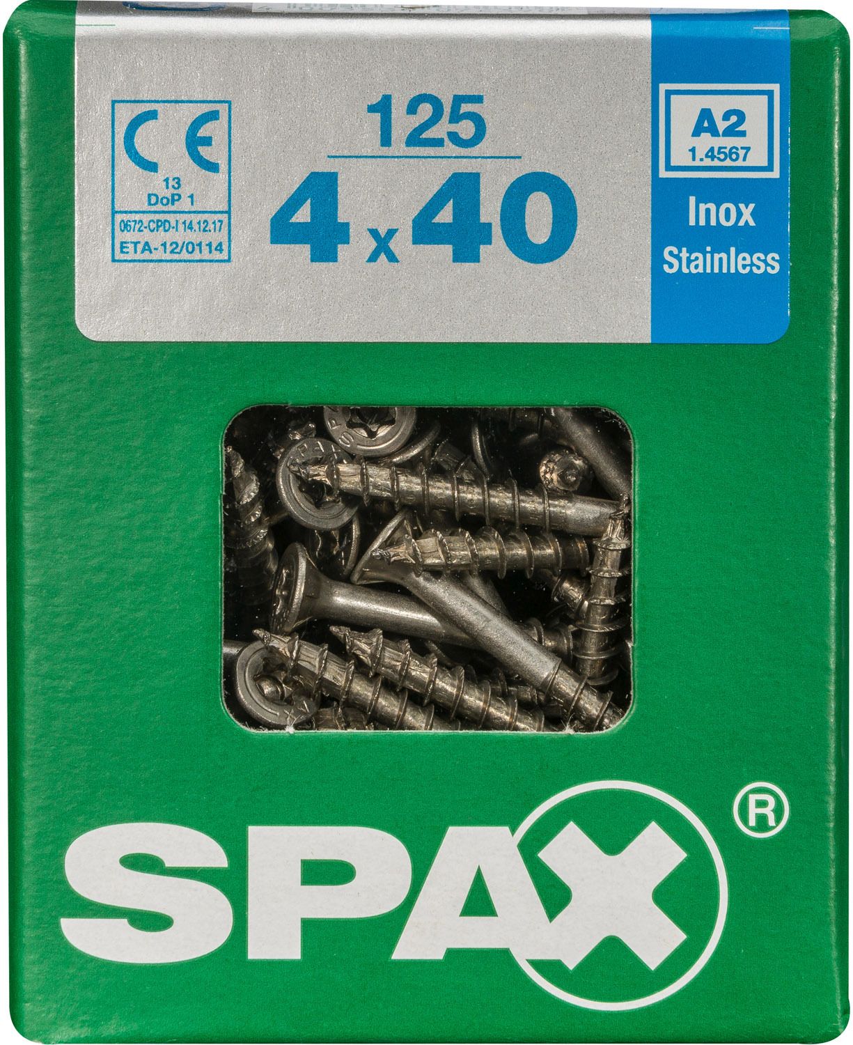 PLANA SPAX T-STAR PLUS T20 A2 INOXIDABLE L 125 UD.