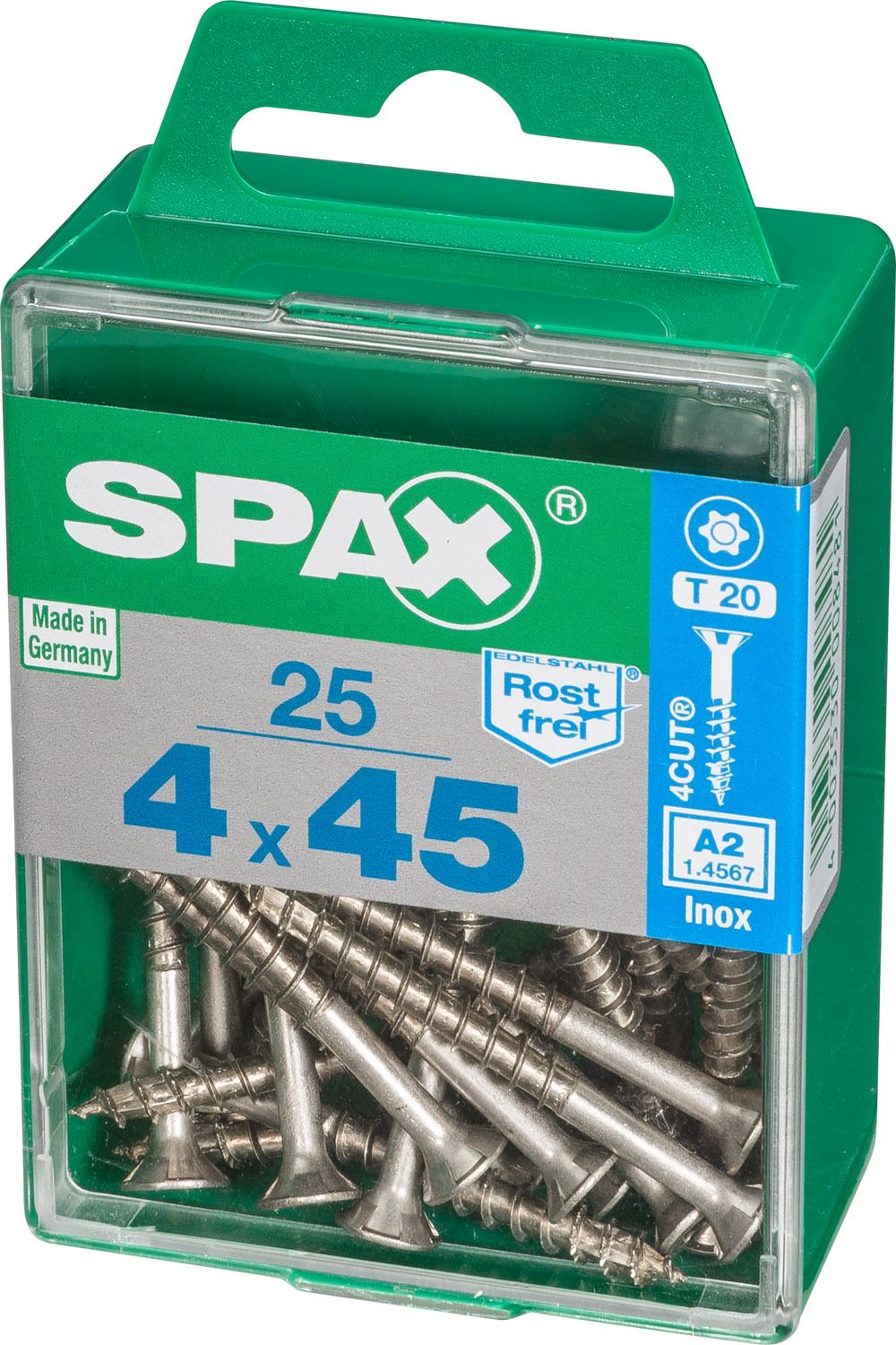 PLANA SPAX T-STAR PLUS T20 A2 INOXIDABLE M 25 UD.