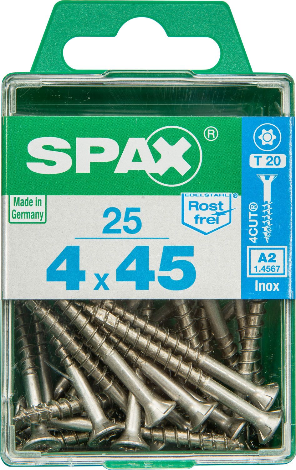 PLANA SPAX T-STAR PLUS T20 A2 INOXIDABLE M 25 UD.