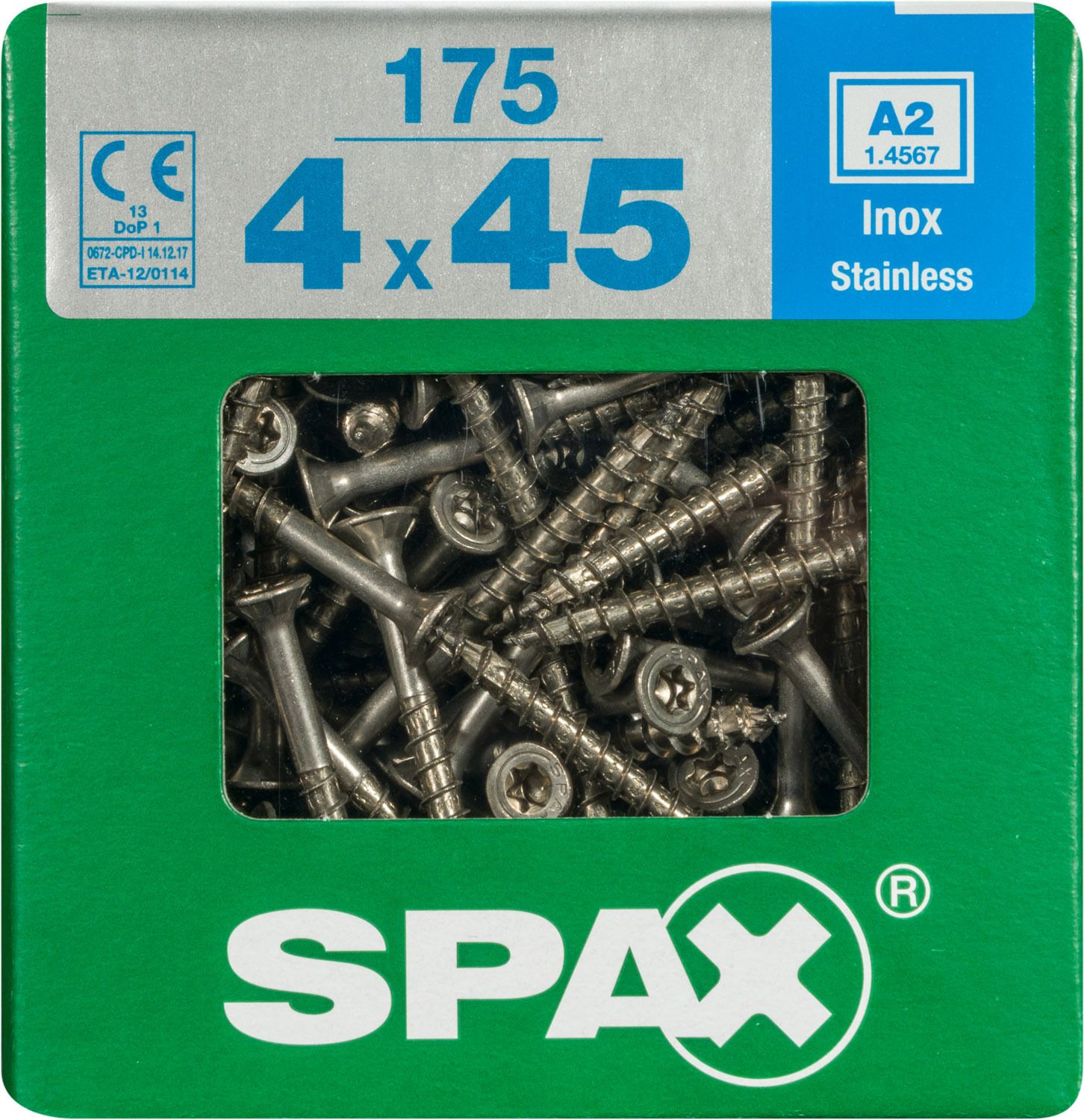PLANA SPAX T-STAR PLUS T20 A2 INOXIDABLE XL 175 UD.