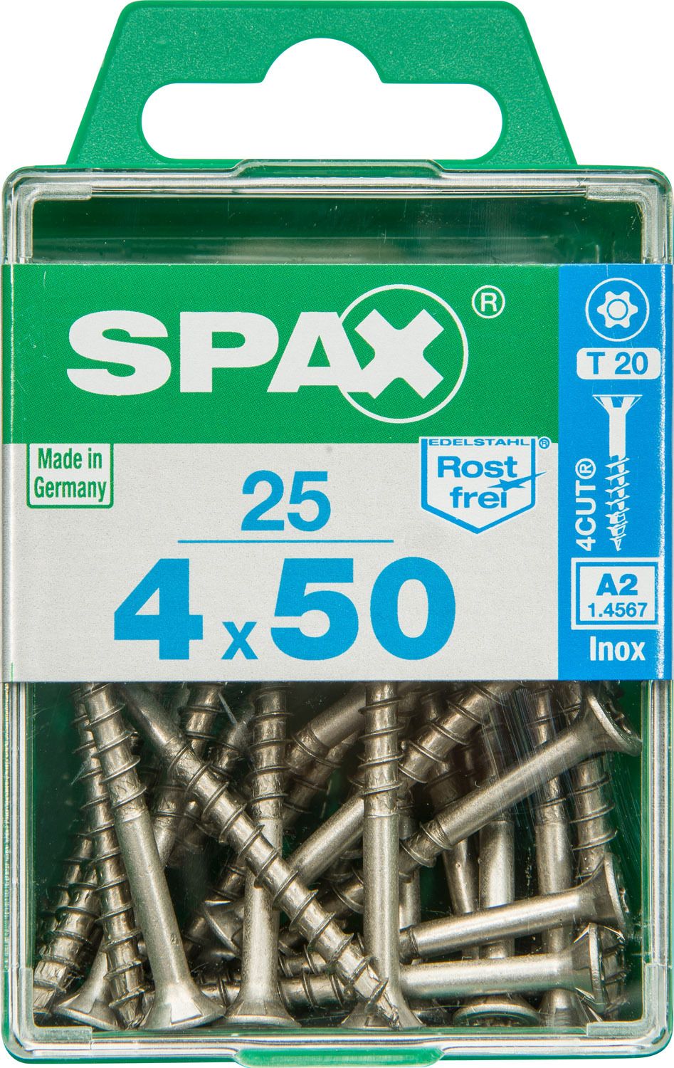 PLANA SPAX T-STAR PLUS T20 A2 INOXIDABLE M 25 UD.