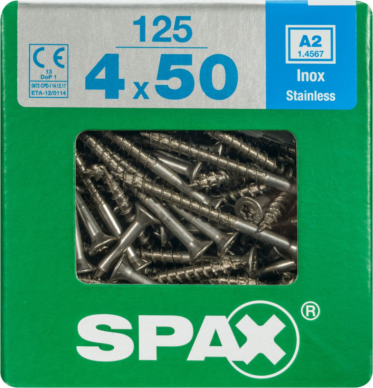 PLANA SPAX T-STAR PLUS T20 A2 INOXIDABLE XL 125 UD.