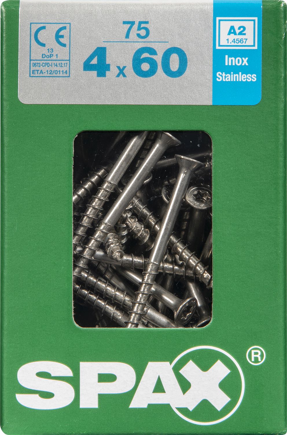 PLANA SPAX T-STAR PLUS T20 A2 INOXIDABLE L 75 UD.