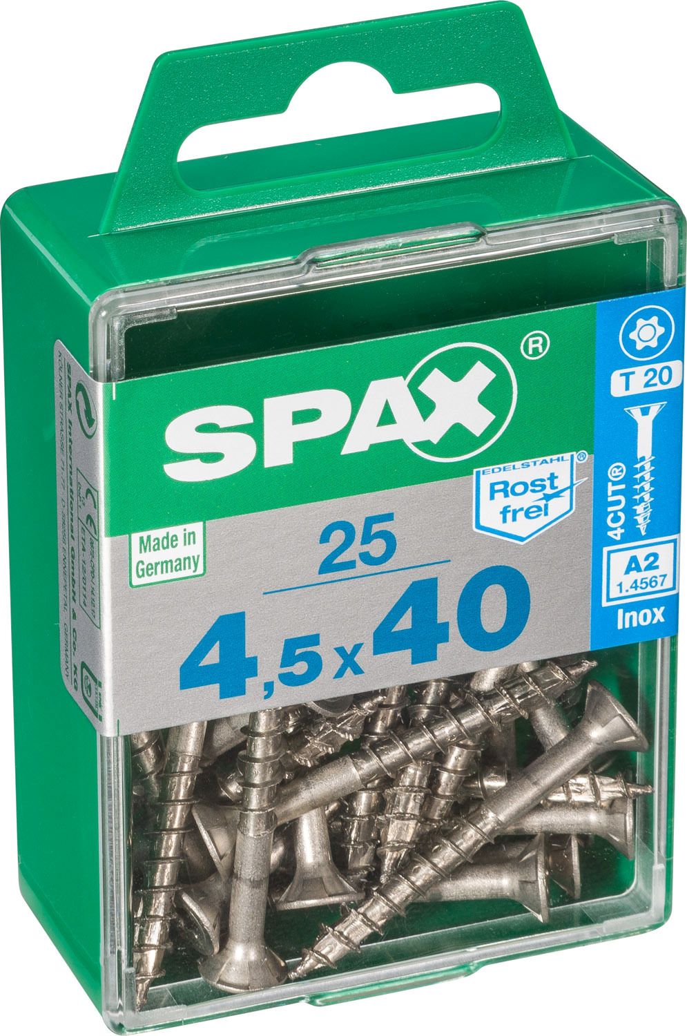 PLANA SPAX T-STAR PLUS T20 A2 INOXIDABLE M 25 UD.