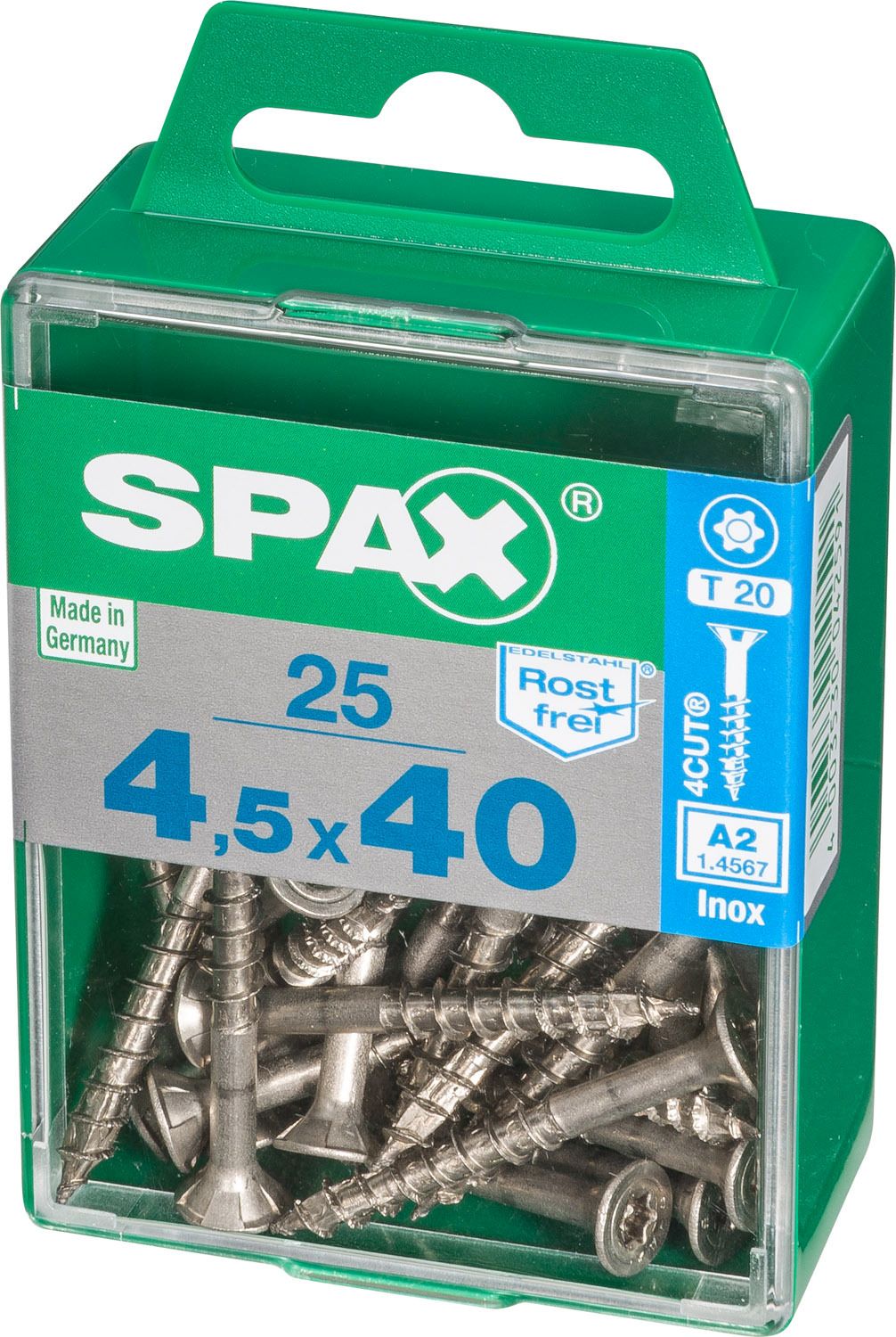PLANA SPAX T-STAR PLUS T20 A2 INOXIDABLE M 25 UD.