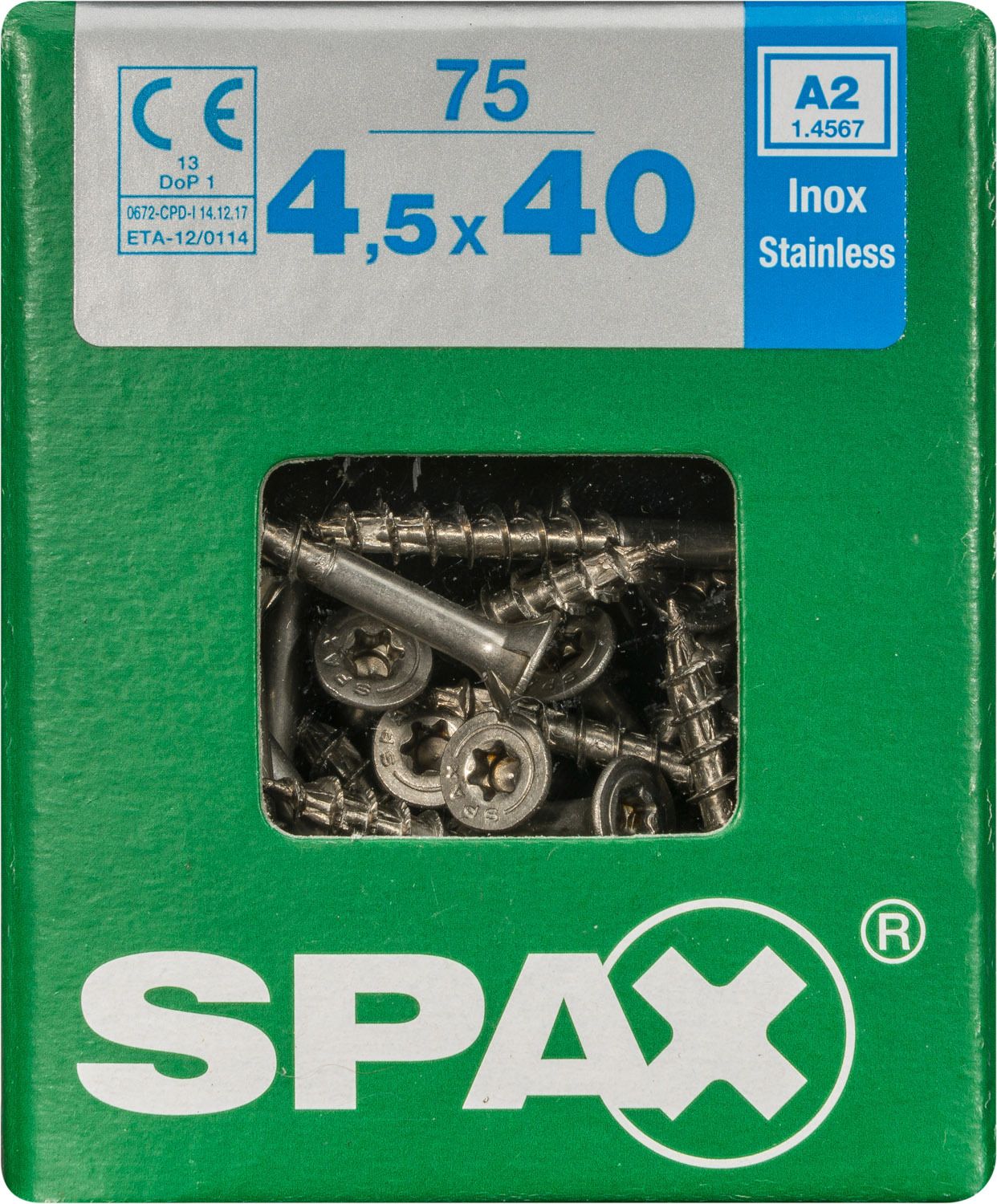 PLANA SPAX T-STAR PLUS T20 A2 INOXIDABLE L 75 UD.