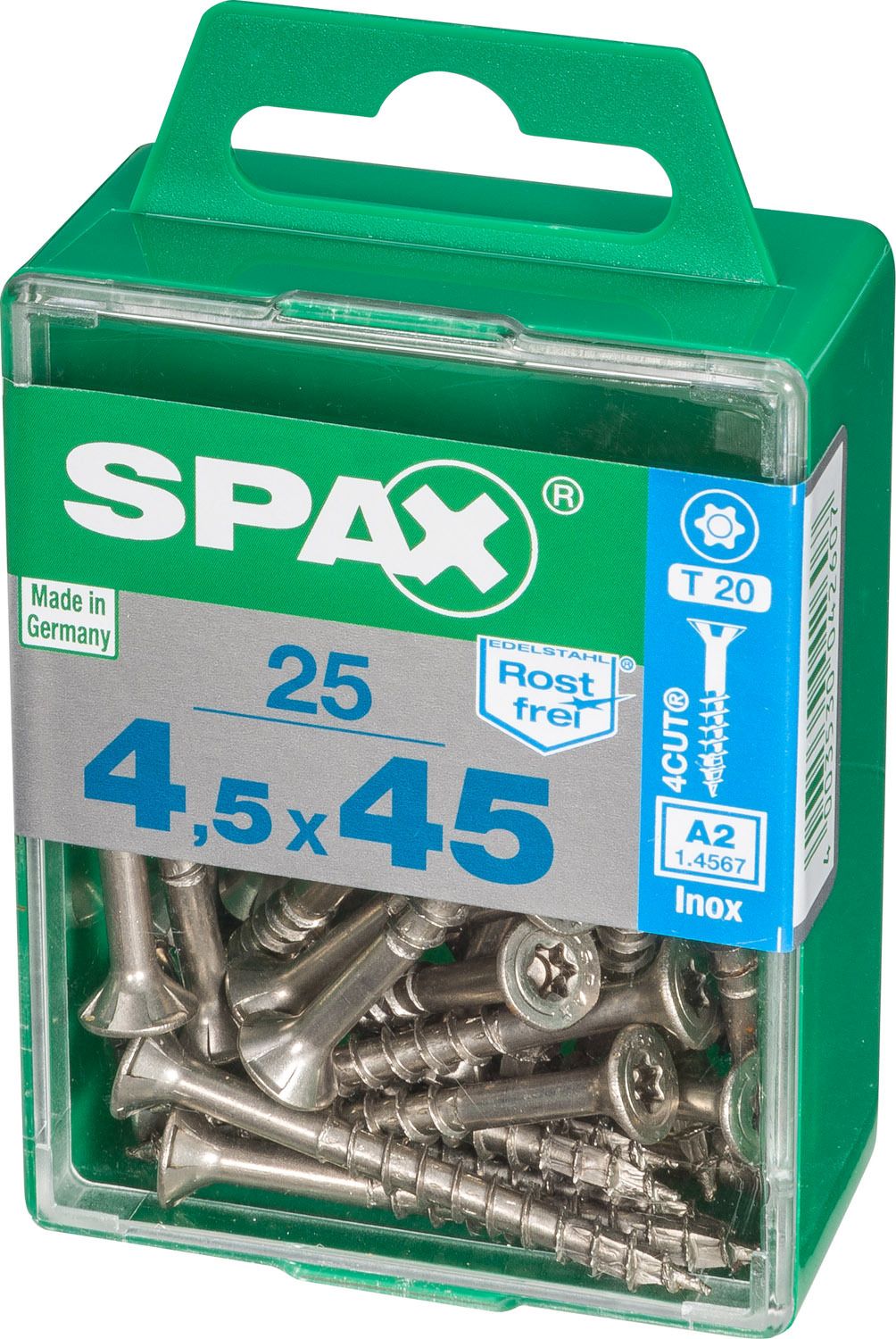 PLANA SPAX T-STAR PLUS T20 A2 INOXIDABLE M 25 UD.