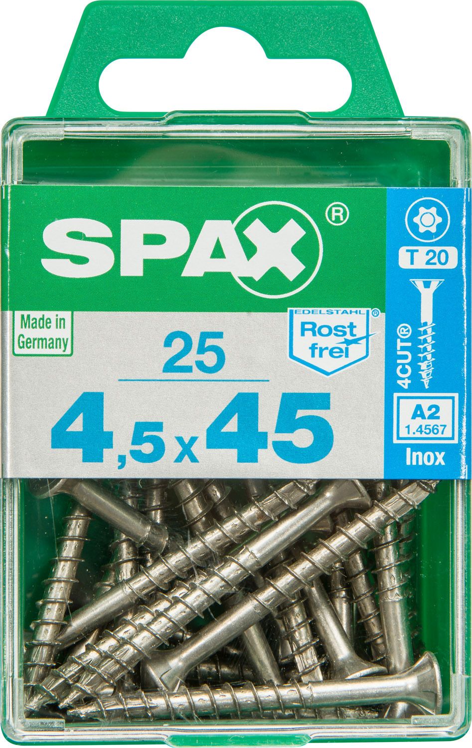 PLANA SPAX T-STAR PLUS T20 A2 INOXIDABLE M 25 UD.