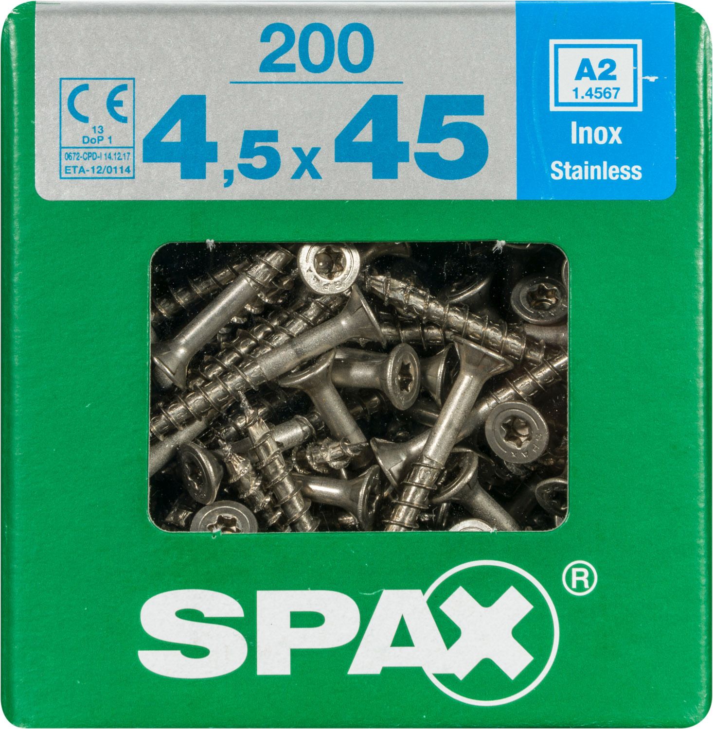 PLANA SPAX T-STAR PLUS T20 A2 INOXIDABLE XL 200 UD.