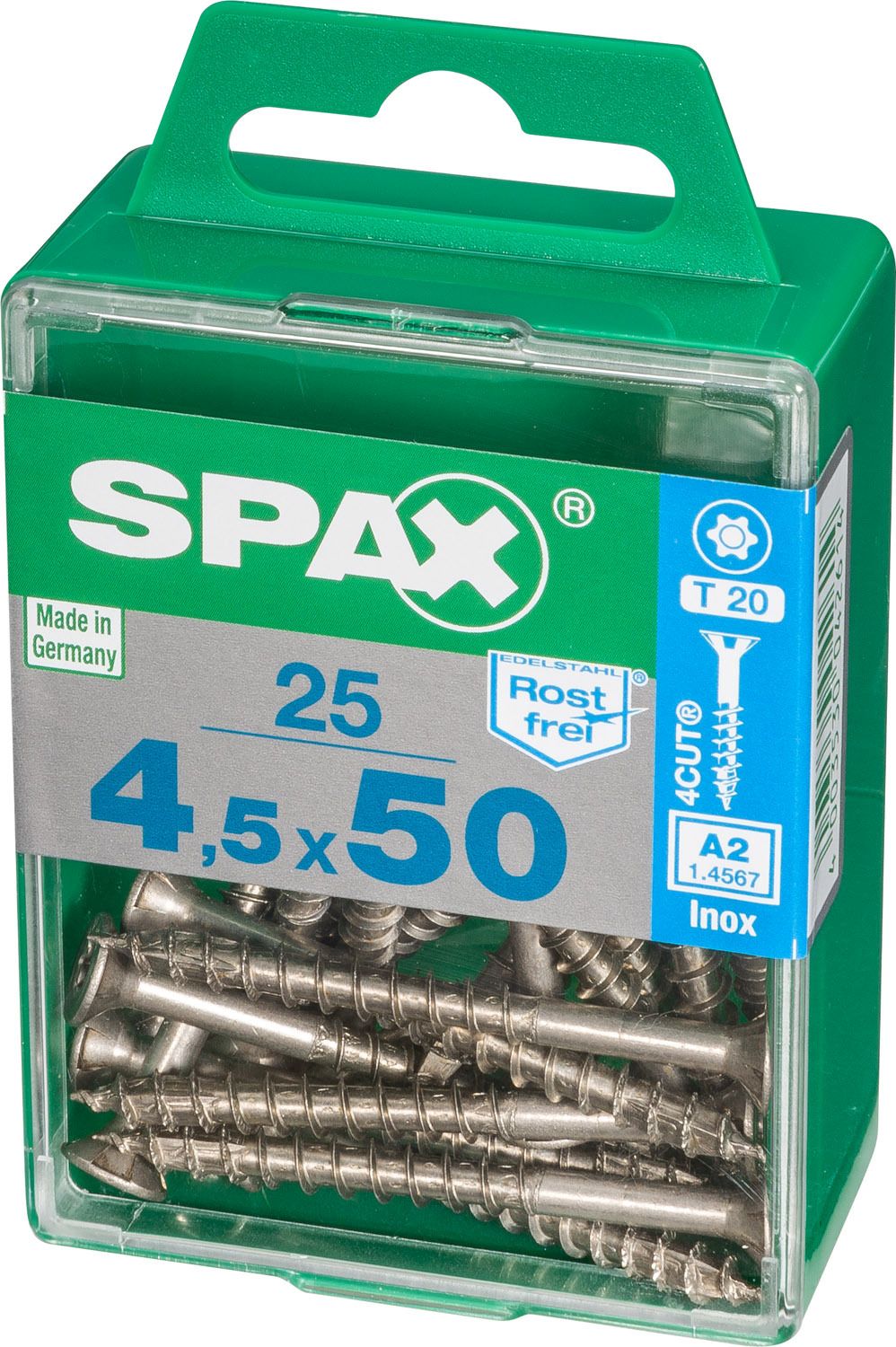 PLANA SPAX T-STAR PLUS T20 A2 INOXIDABLE M 25 UD.