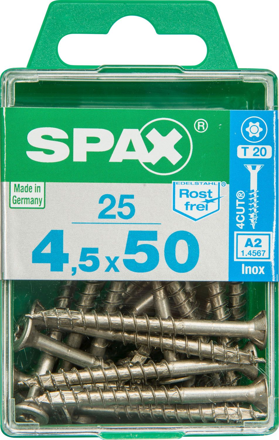 PLANA SPAX T-STAR PLUS T20 A2 INOXIDABLE M 25 UD.