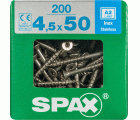 PLANA SPAX T-STAR PLUS T20 A2 INOXIDABLE XL 200 UD.