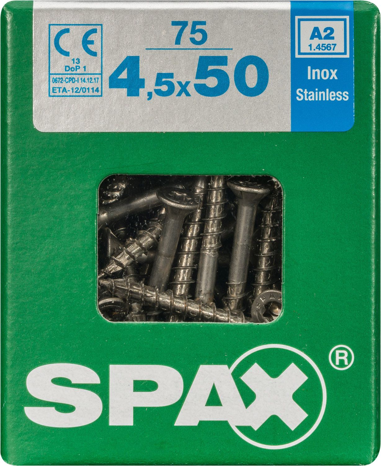 PLANA SPAX T-STAR PLUS T20 A2 INOXIDABLE L 75 UD.