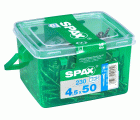 PLANA SPAX T-STAR PLUS T20 A2 INOXIDABLE CAJA DE PLÁSTICO CON ASA S 230 UD.