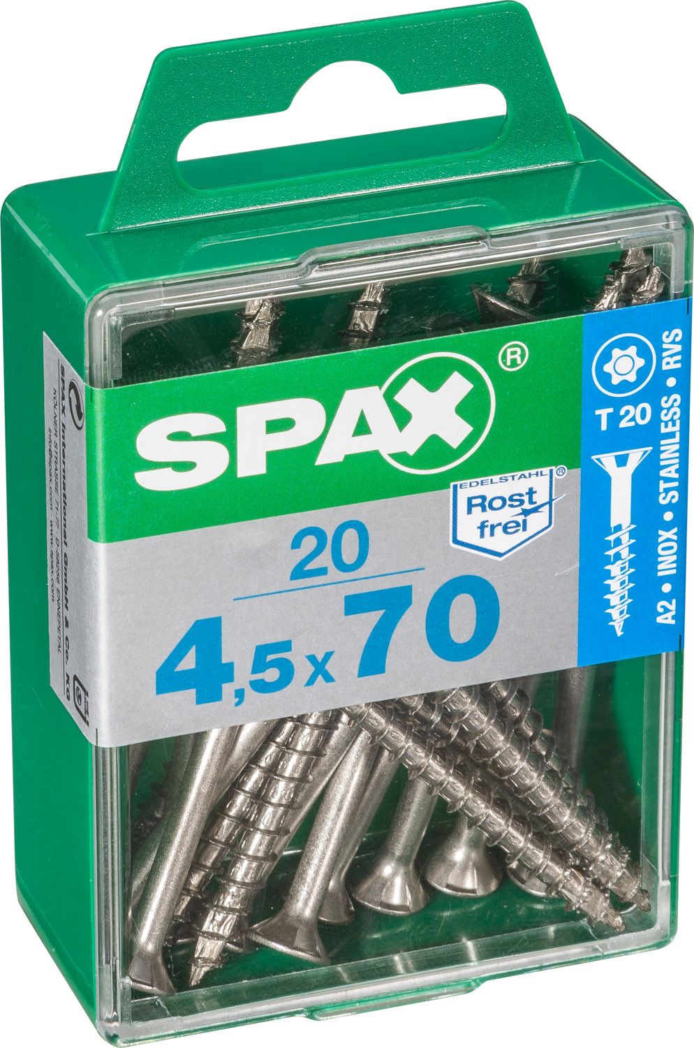 PLANA SPAX T-STAR PLUS T20 A2 INOXIDABLE M 20 UD.