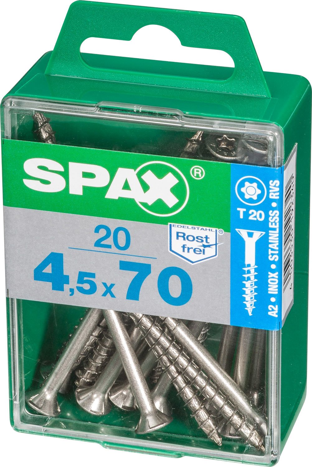 PLANA SPAX T-STAR PLUS T20 A2 INOXIDABLE M 20 UD.