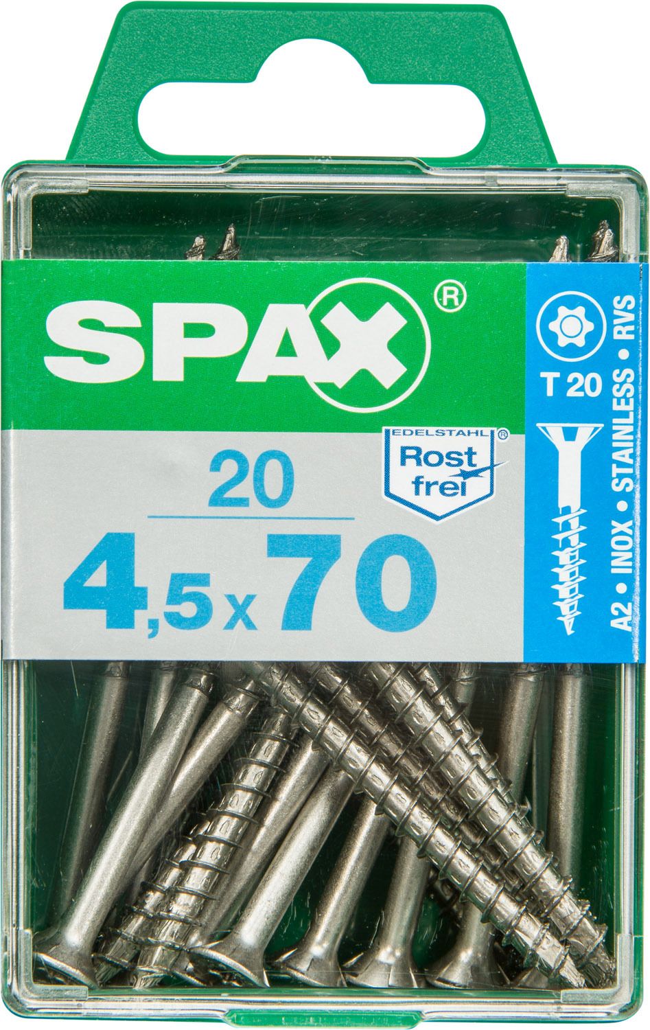 PLANA SPAX T-STAR PLUS T20 A2 INOXIDABLE M 20 UD.