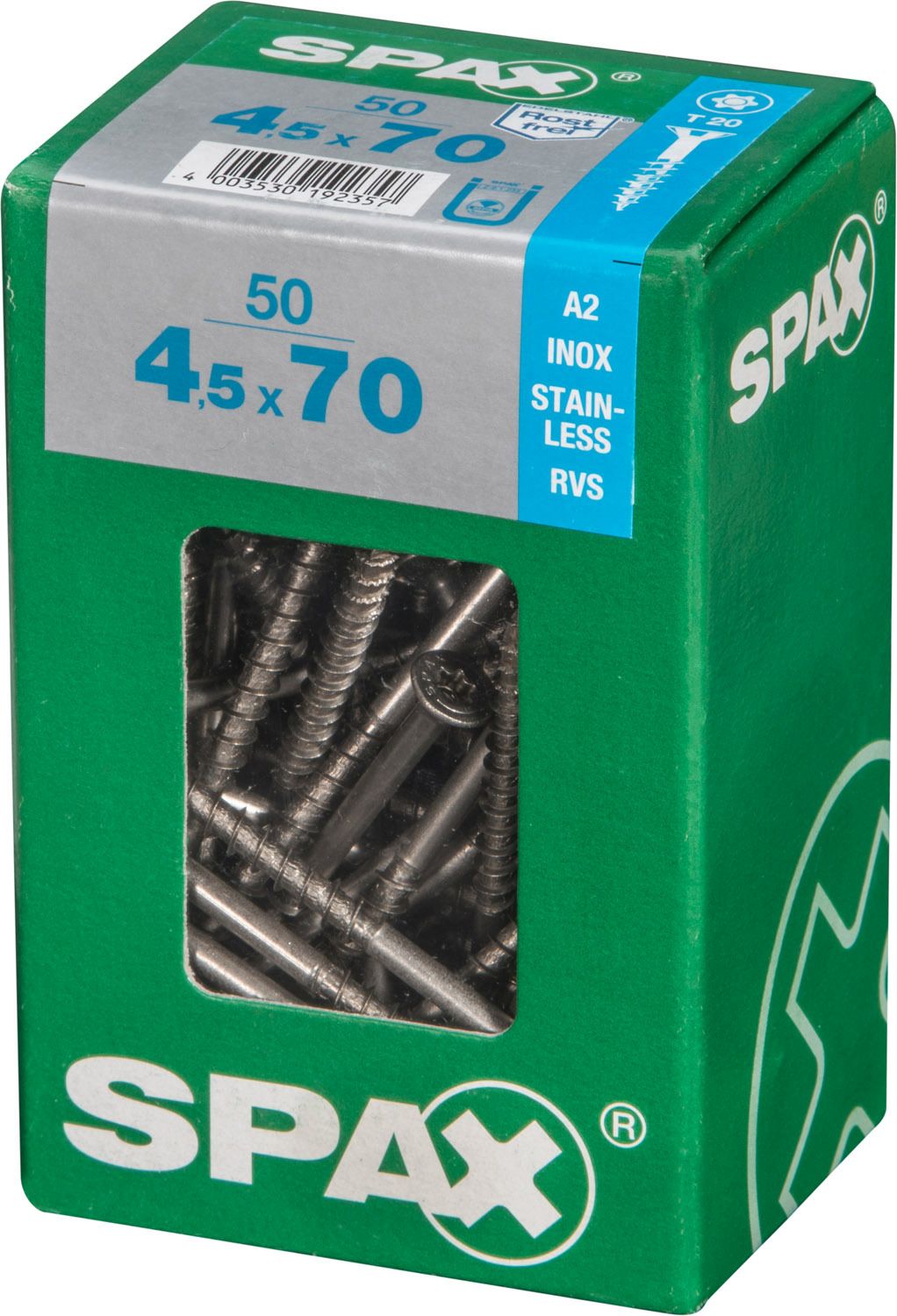 PLANA SPAX T-STAR PLUS T20 A2 INOXIDABLE L 50 UD.