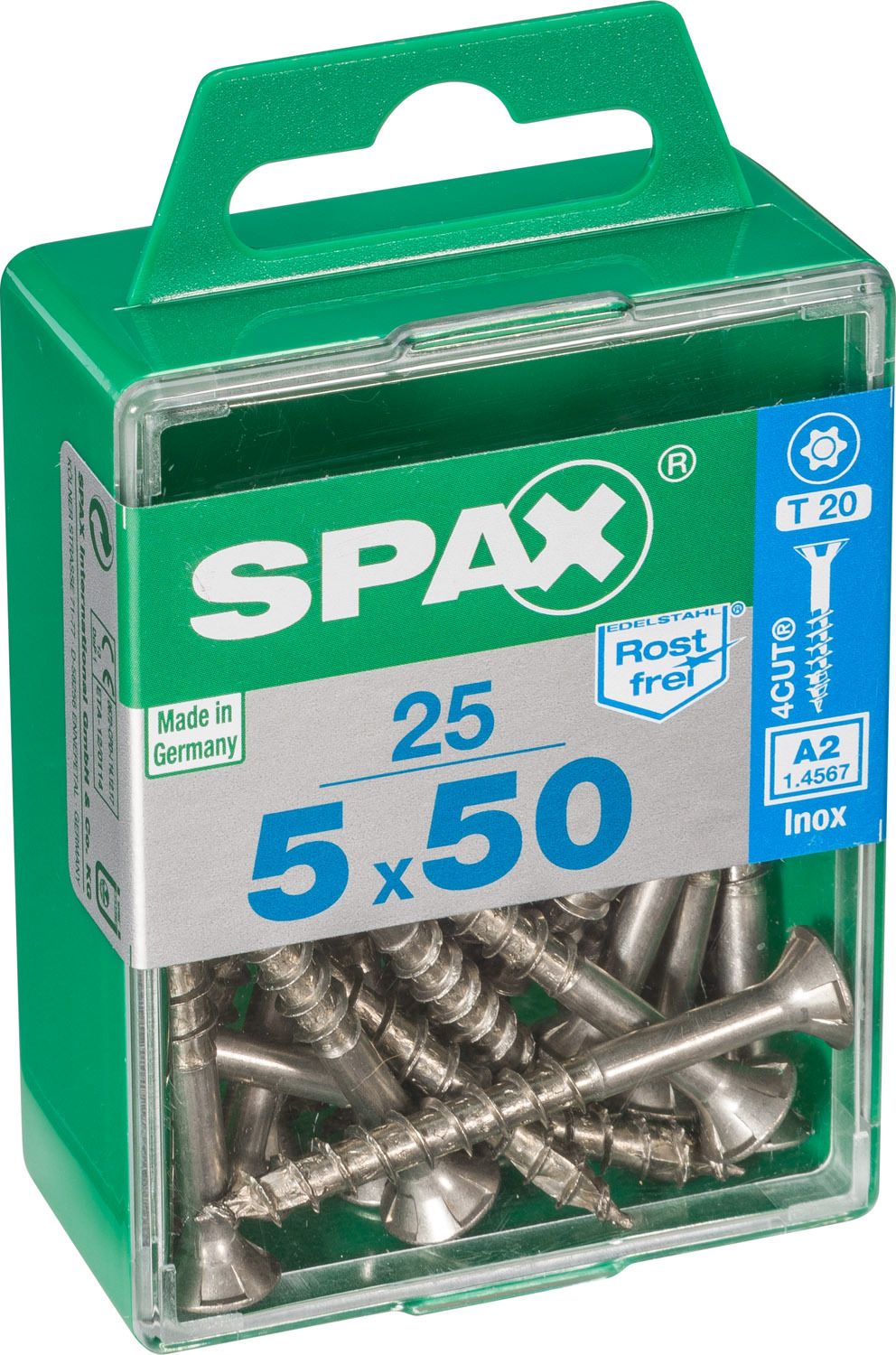 PLANA SPAX T-STAR PLUS T20 A2 INOXIDABLE M 25 UD.