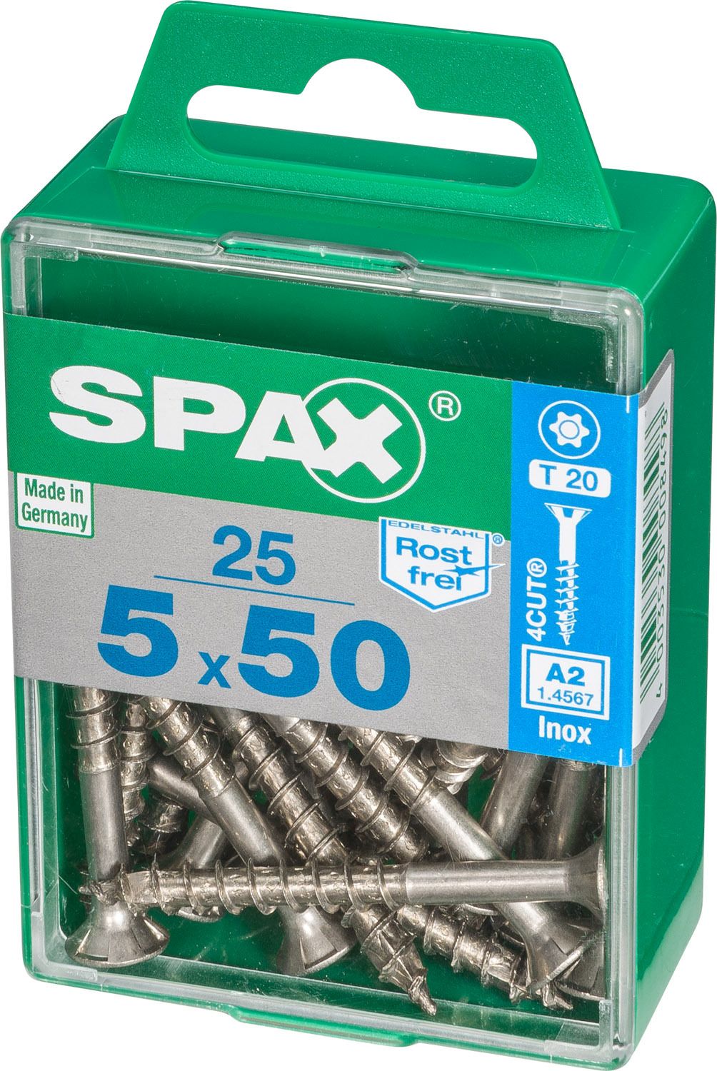 PLANA SPAX T-STAR PLUS T20 A2 INOXIDABLE M 25 UD.