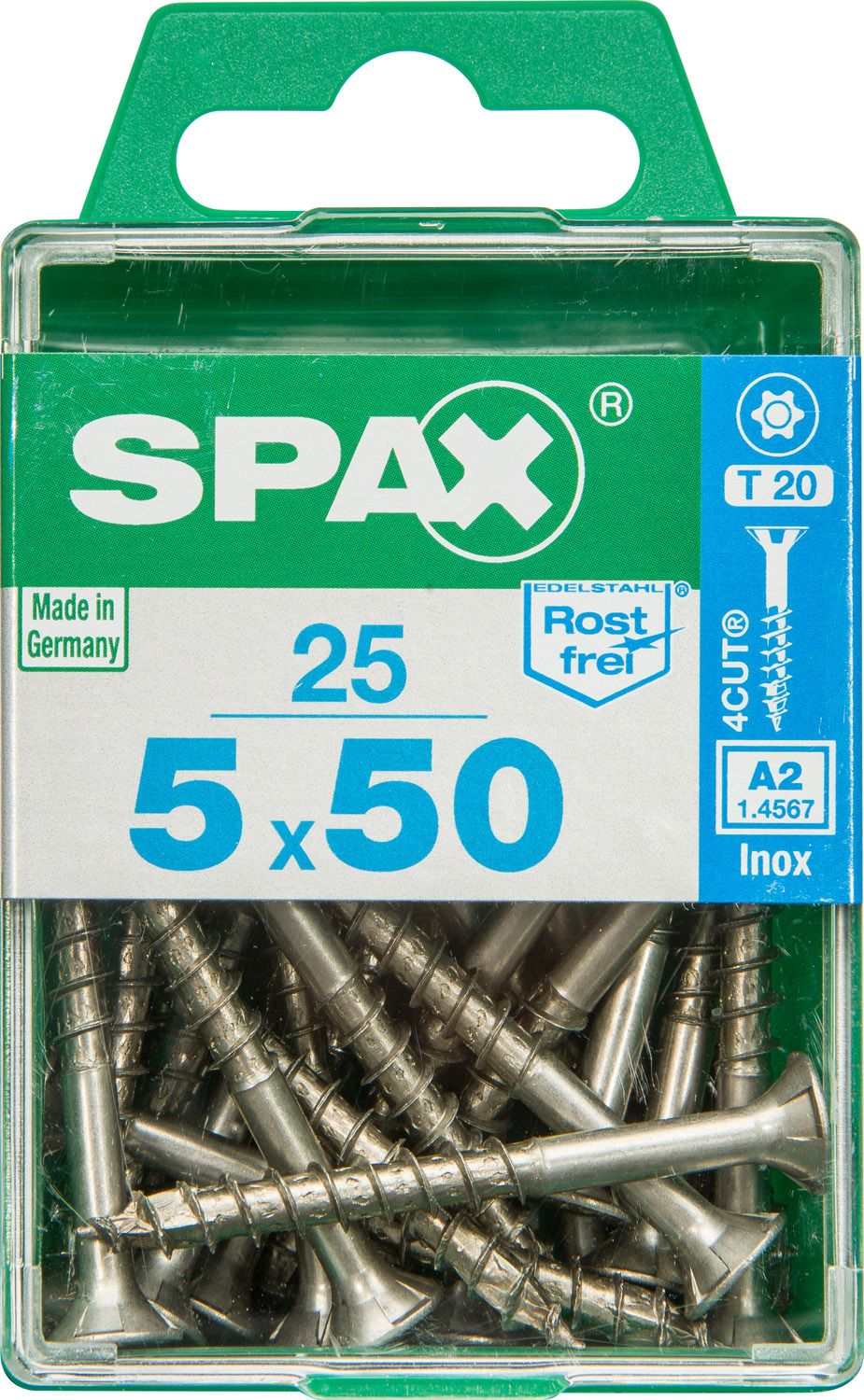 PLANA SPAX T-STAR PLUS T20 A2 INOXIDABLE M 25 UD.