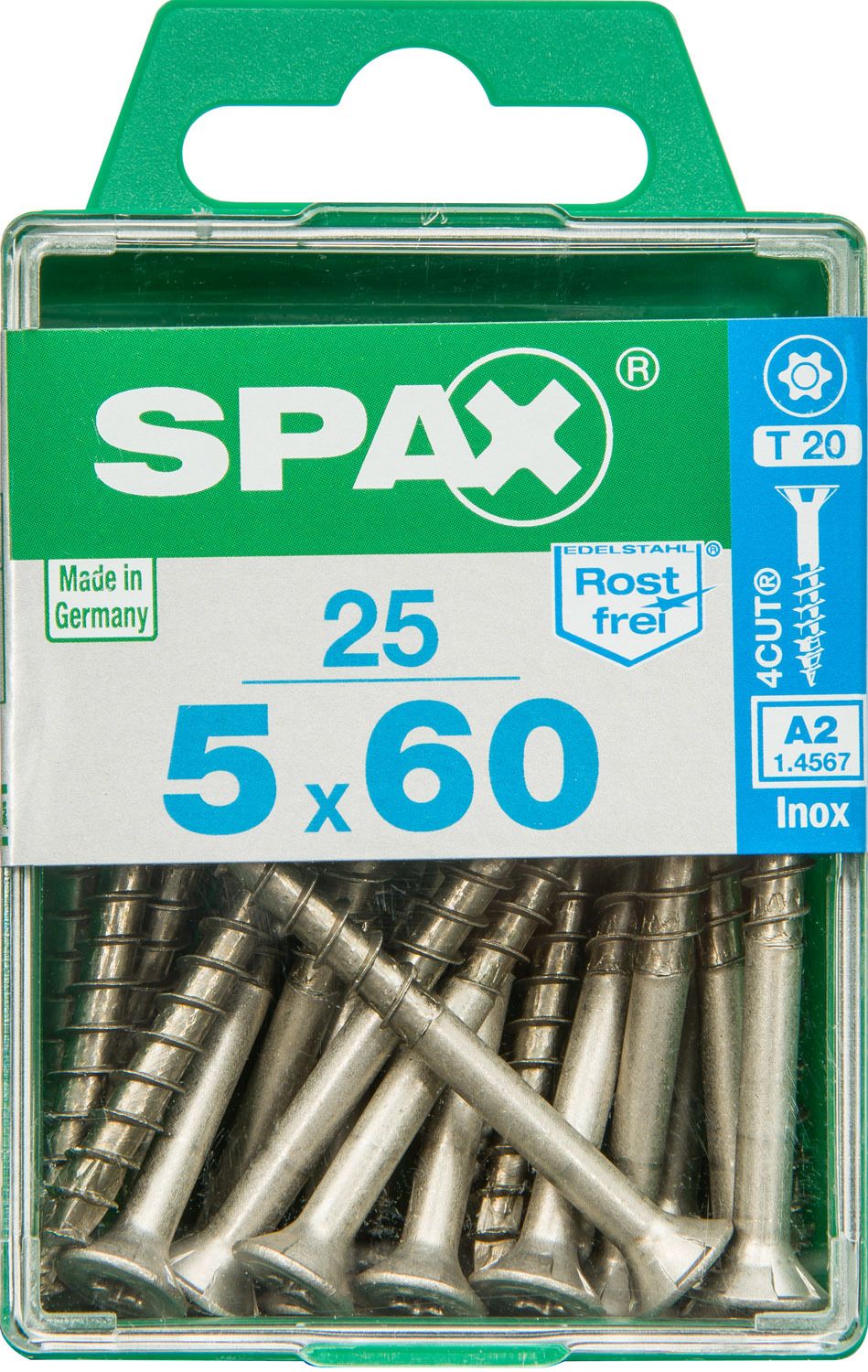 PLANA SPAX T-STAR PLUS T20 A2 INOXIDABLE M 25 UD.