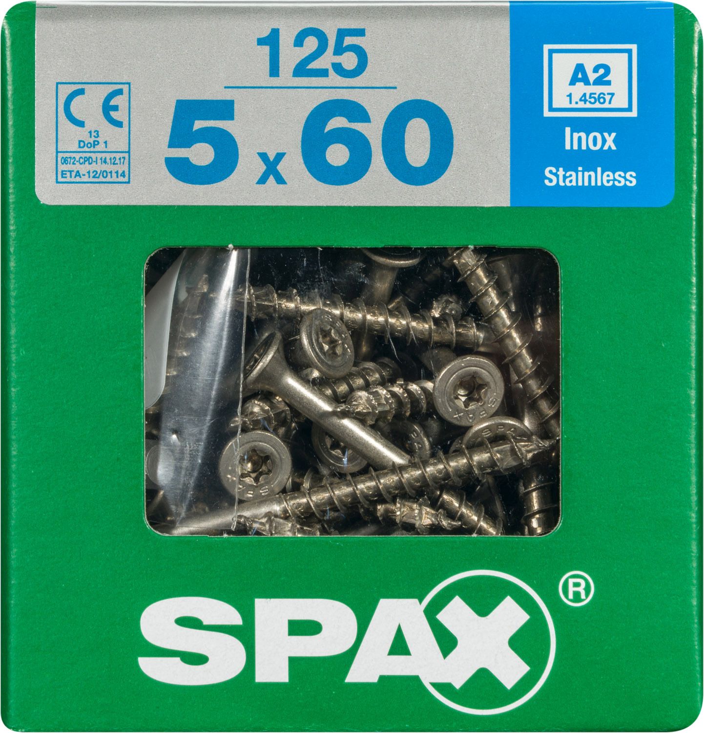 PLANA SPAX T-STAR PLUS T20 A2 INOXIDABLE XL 125 UD.