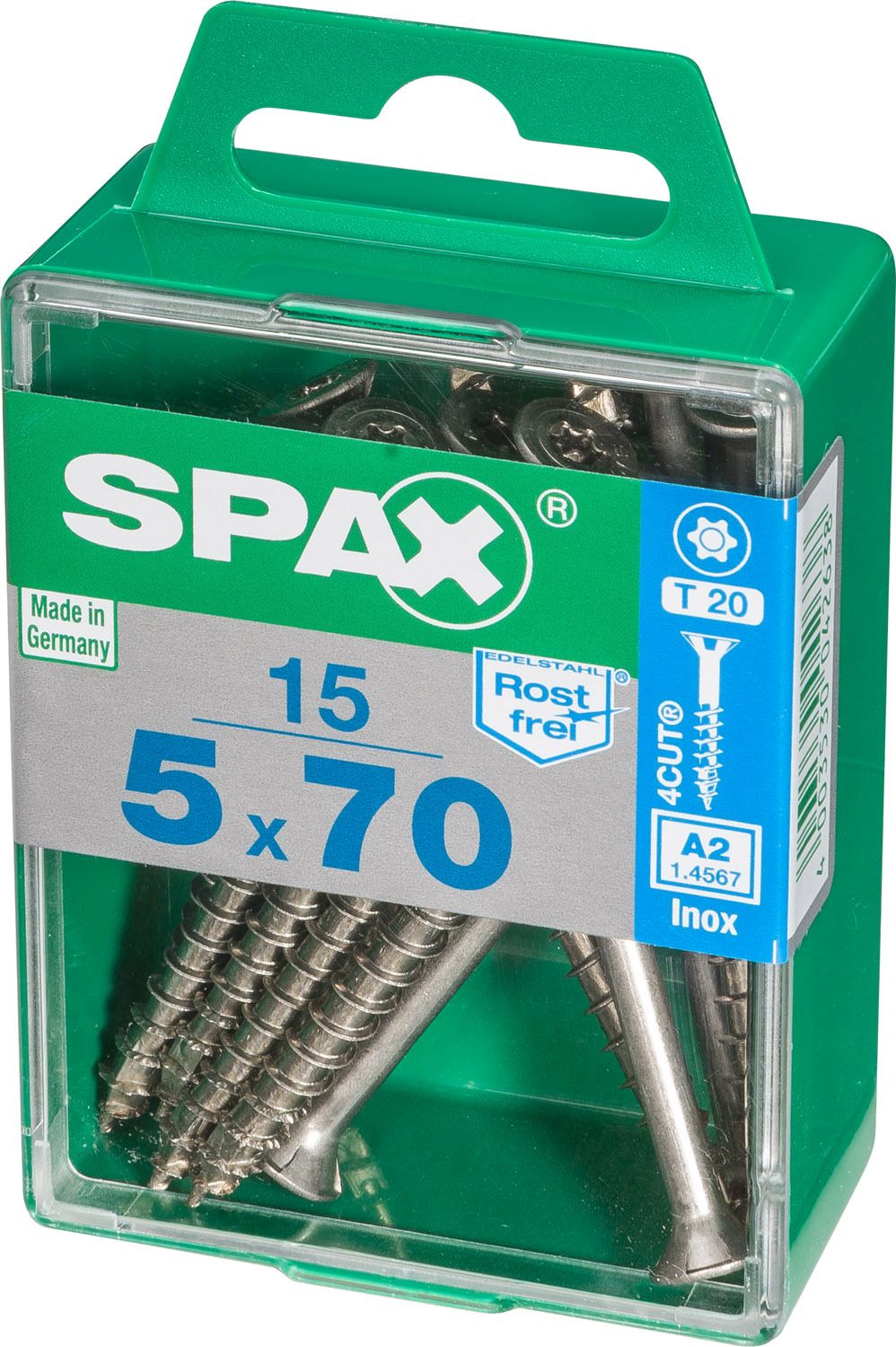 PLANA SPAX T-STAR PLUS T20 A2 INOXIDABLE M 15 UD.