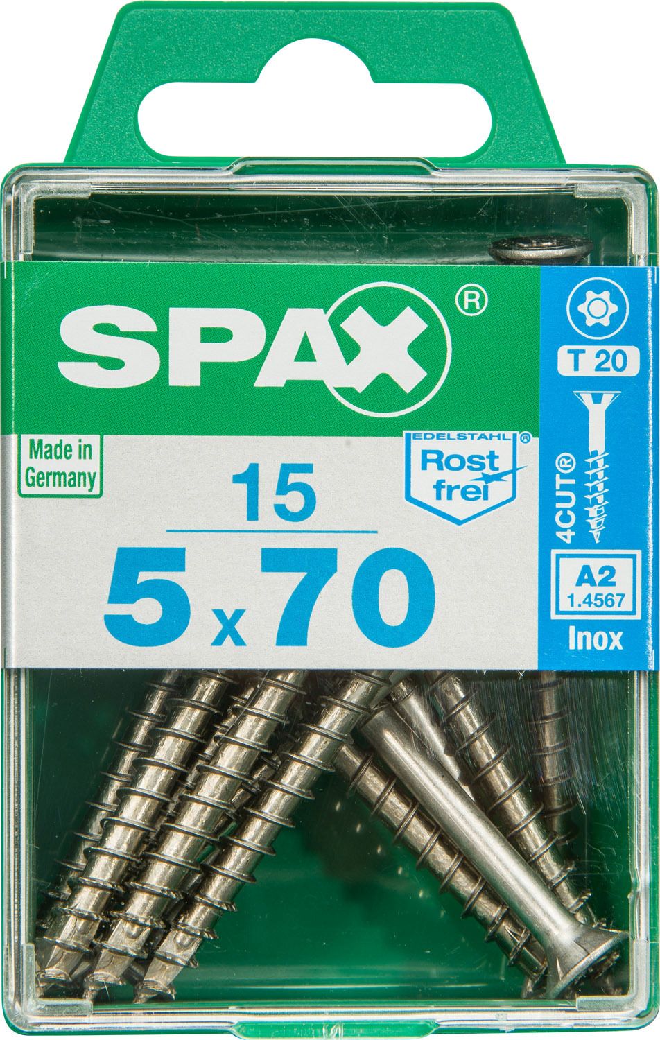 PLANA SPAX T-STAR PLUS T20 A2 INOXIDABLE M 15 UD.